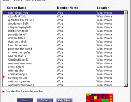 Woa’s 16 Character Screen Name Member Directory