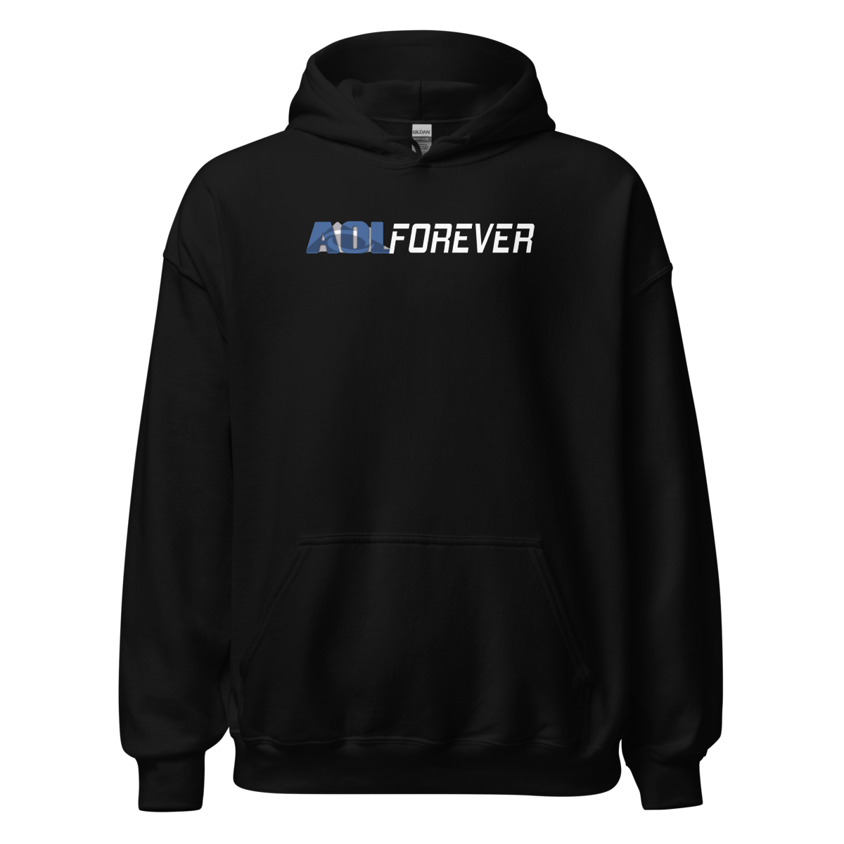 AOLFOREVER Classic Black Hoodie with the actual front print
