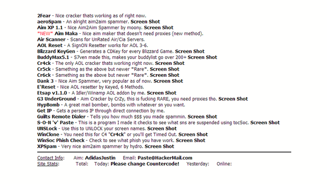 This was a screenshot of the progs section on my site paste.rhn.ac. I believe half of these were binded with a PWS.