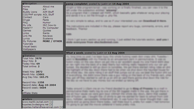 Old table layout. Just think I was 17 in 2004. I'm now 39 in 2026.