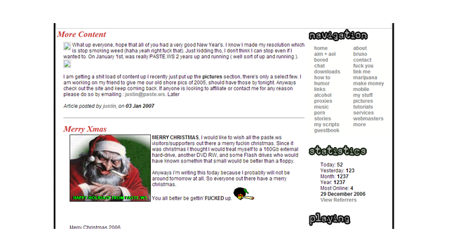 This was my final E/N site "PASTE.WS". Which I eventually ended up stopping around 2007.