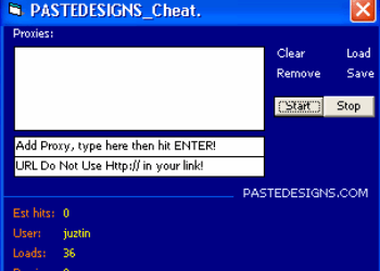This was one of the topsite cheaters that I created for my old site PasteDesigns.com. This used a list of proxies and would cheat your topsite URL.